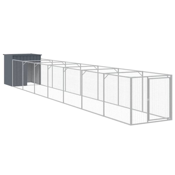vidaXL Hundehus med gård antrasitt 110x813x110 cm galvanisert stål