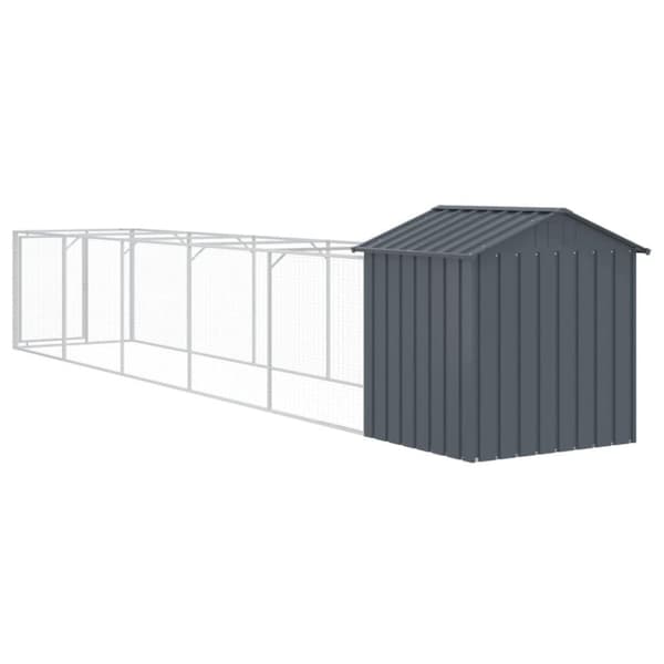 vidaXL Hundehus med tak antrasitt 117x609x123 cm galvanisert stål