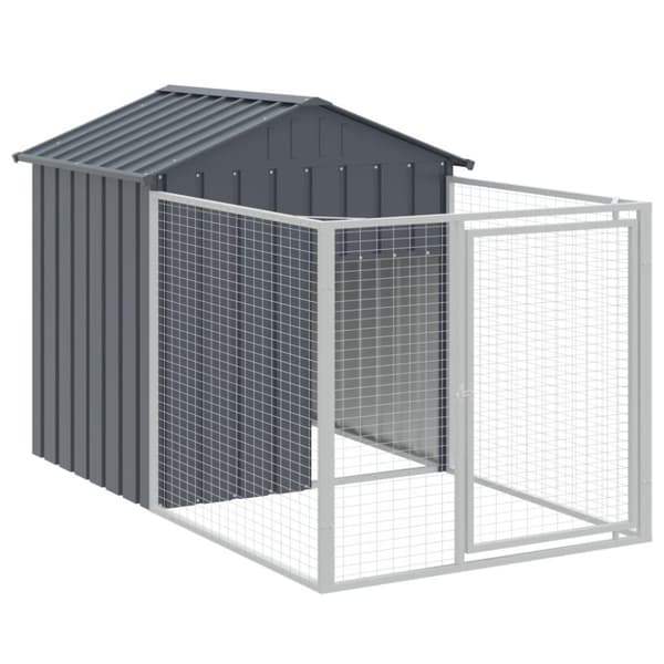 vidaXL Hundehus med tak antrasitt 117x609x123 cm galvanisert stål