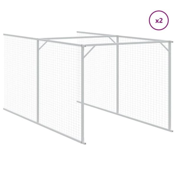 vidaXL Hundehus med tak antrasitt 117x609x123 cm galvanisert stål