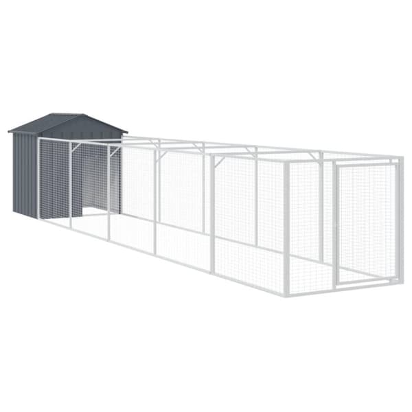vidaXL Hundehus med tak antrasitt 117x609x123 cm galvanisert stål