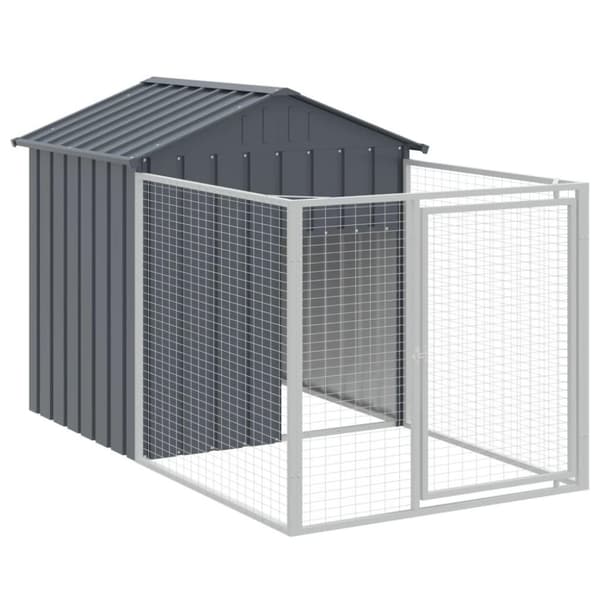 vidaXL Hundehus med tak antrasitt 117x1017x123 cm galvanisert stål