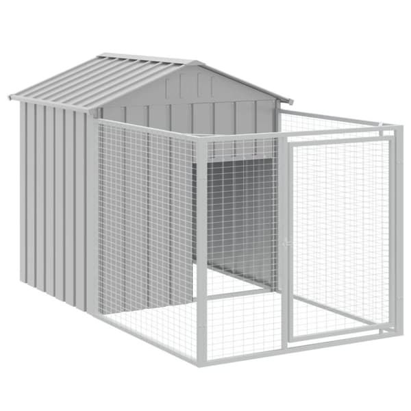 vidaXL hundehus med tag 117x1221x123 cm galvaniseret stål lysegrå