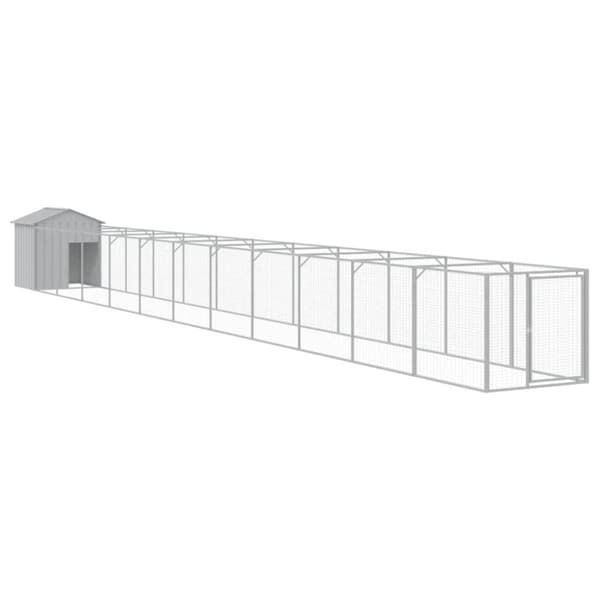 vidaXL hundehus med tag 117x1221x123 cm galvaniseret stål lysegrå