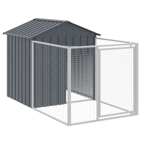 vidaXL Hundehus med tak antrasitt 117x813x123 cm galvanisert stål