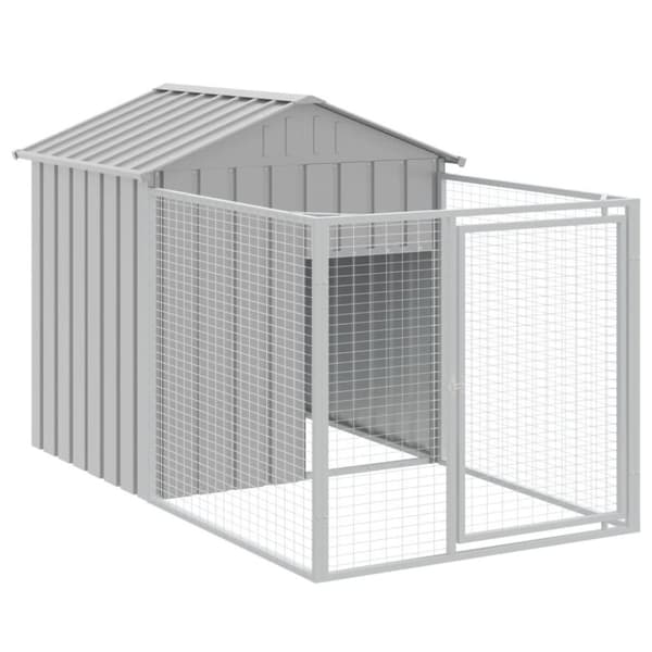 vidaXL hundehus med tag 117x609x123 cm galvaniseret stål lysegrå