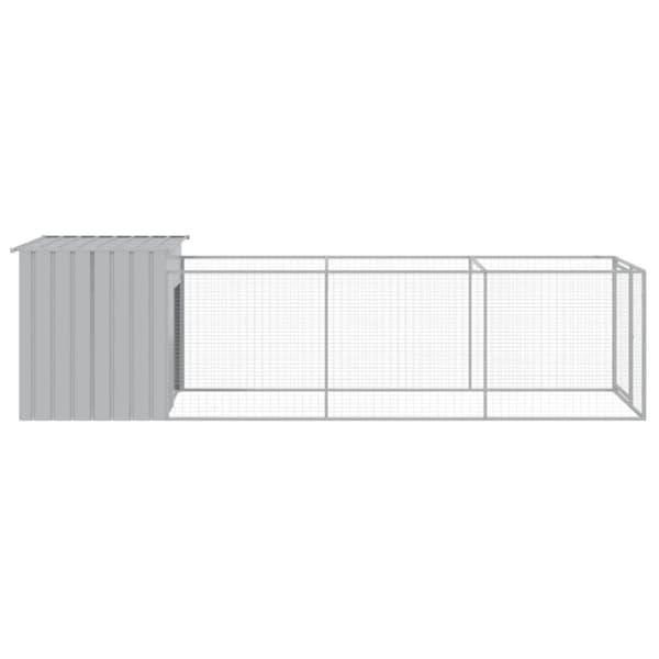 vidaXL Koirankoppi/ulkotila v.harmaa 110x405x110 cm galvanoitu teräs