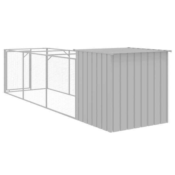 vidaXL Koirankoppi/ulkotila v.harmaa 110x405x110 cm galvanoitu teräs