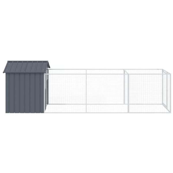 vidaXL Hundkoja med tak antracit 117x405x123 cm galvaniserat stål