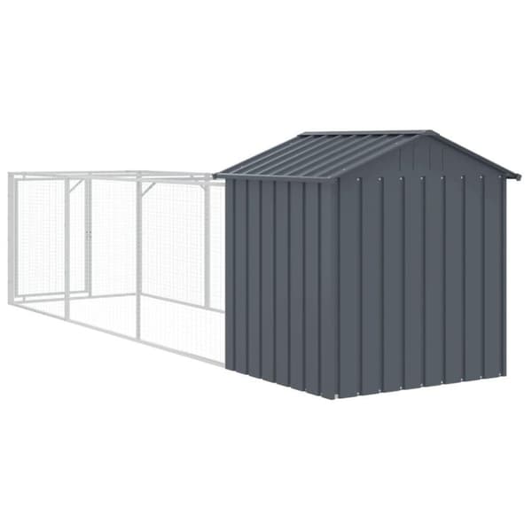 vidaXL Hundkoja med tak antracit 117x405x123 cm galvaniserat stål