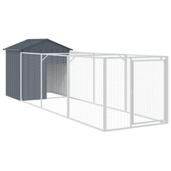 vidaXL Hundkoja med tak antracit 117x405x123 cm galvaniserat stål