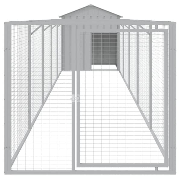 vidaXL Hundehus med tak lysegrå 117x609x123 cm galvanisert stål