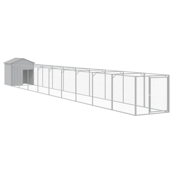 vidaXL Hundehus med tak lysegrå 117x1017x123 cm galvanisert stål