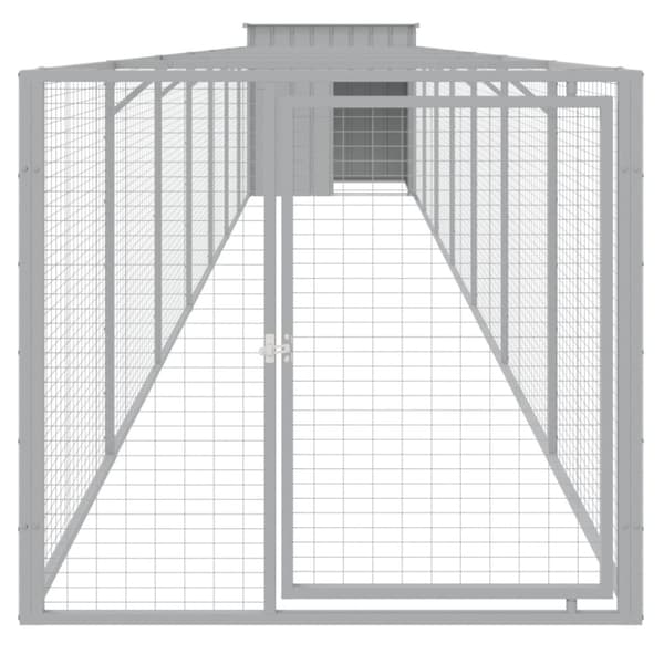 vidaXL Koirankoppi/ulkotila v.harmaa 110x813x110 cm galvanoitu teräs