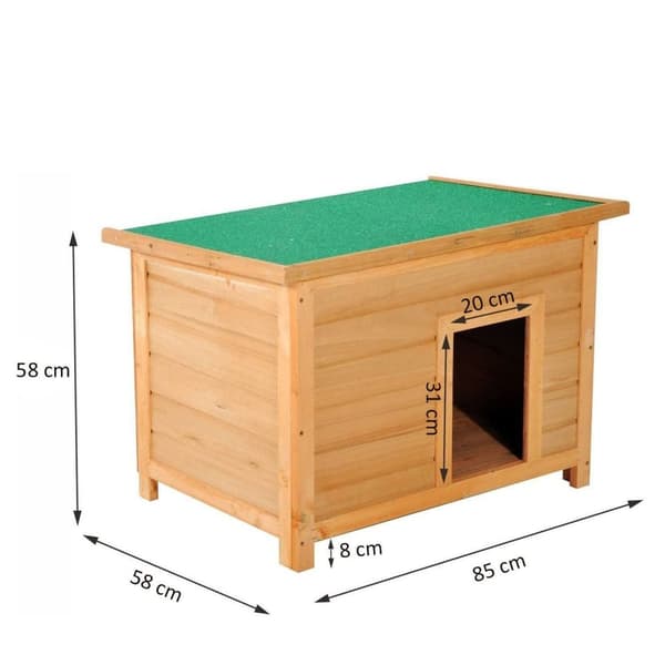 Rootz Dog House - Bruin, Groen - Firwood - 33,46 cm x 22,83 cm x 22,83 cm