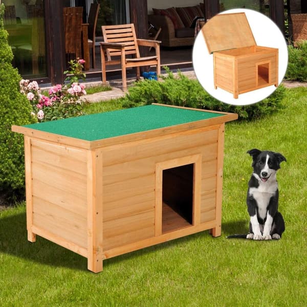 Rootz Dog House - Bruin, Groen - Firwood - 33,46 cm x 22,83 cm x 22,83 cm
