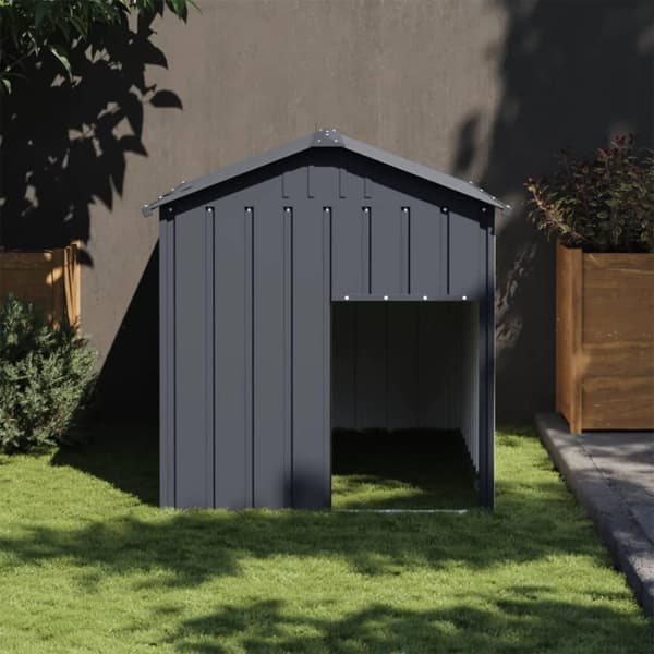 vidaXL Koirankoppi katolla antrasiitti 117x153x123 cm galvanoitu teräs
