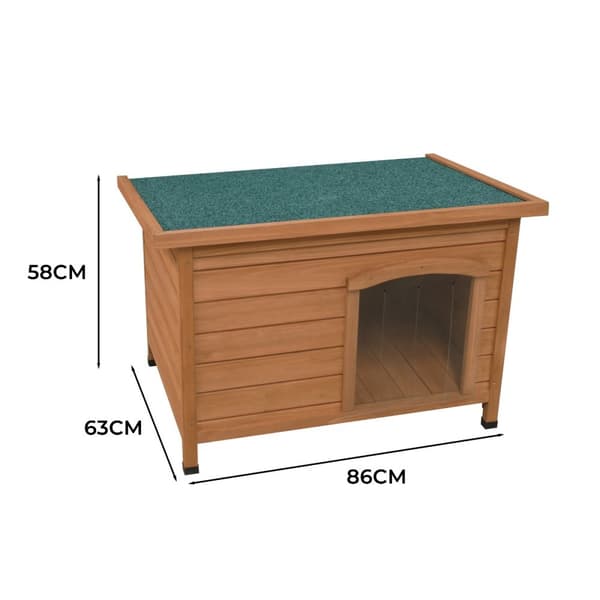Wooden Dog Kennel Small Medium Large Pet House Shelter Animal Hut Open Top Roof 5cm Clearance Removable Floor Weatherproof Fir Wood Slanted Felt Roof