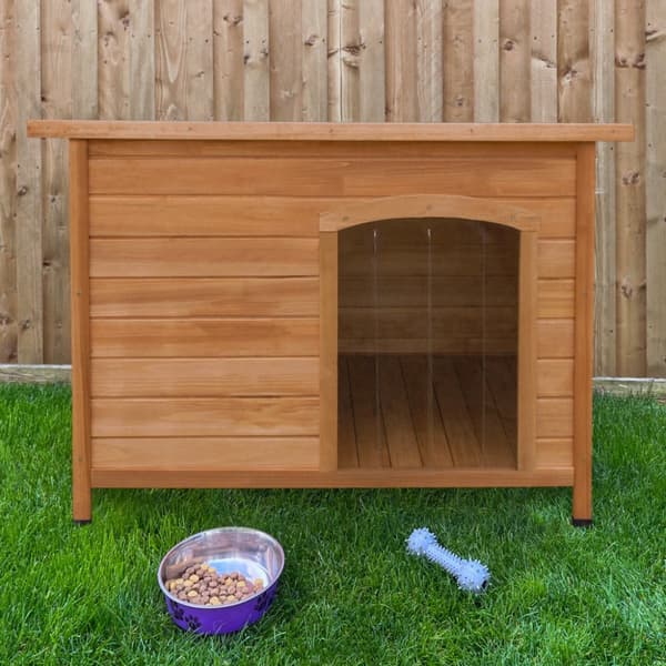 Wooden Dog Kennel Small Medium Large Pet House Shelter Animal Hut Open Top Roof 5cm Clearance Removable Floor Weatherproof Fir Wood Slanted Felt Roof