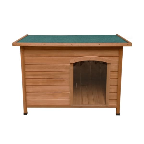 Wooden Dog Kennel Small Medium Large Pet House Shelter Animal Hut Open Top Roof 5cm Clearance Removable Floor Weatherproof Fir Wood Slanted Felt Roof