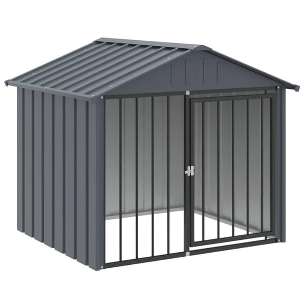 vidaXL hundehus med tag 117x103x102 cm galvaniseret stål sort
