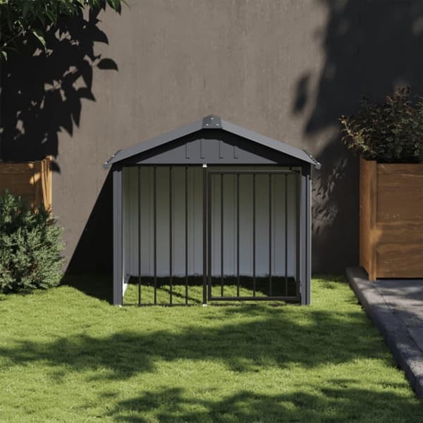 vidaXL Hundkoja med tak svart 117x103x102 cm galvaniserat stål