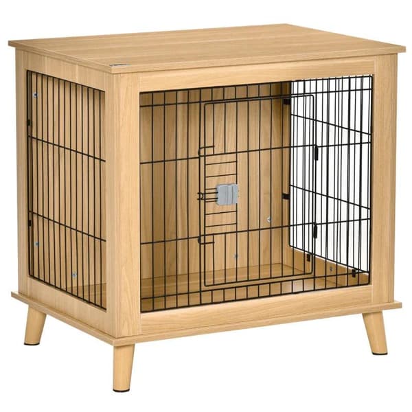 Rootz Hundbur - Transportlåda av trä med kudde - Stål - Brun + Svart - 81cm x 58,5cm x 76cm