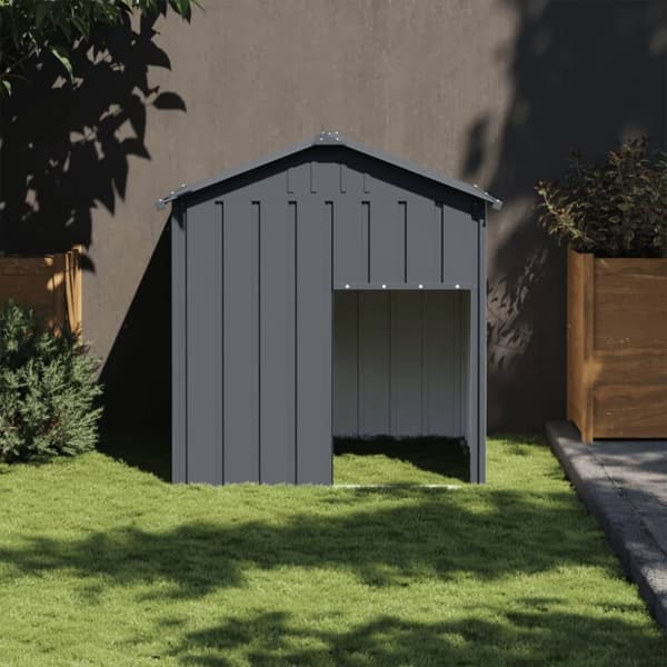 vidaXL hundehus med tag 117x103x123 cm galvaniseret stål antracitgrå