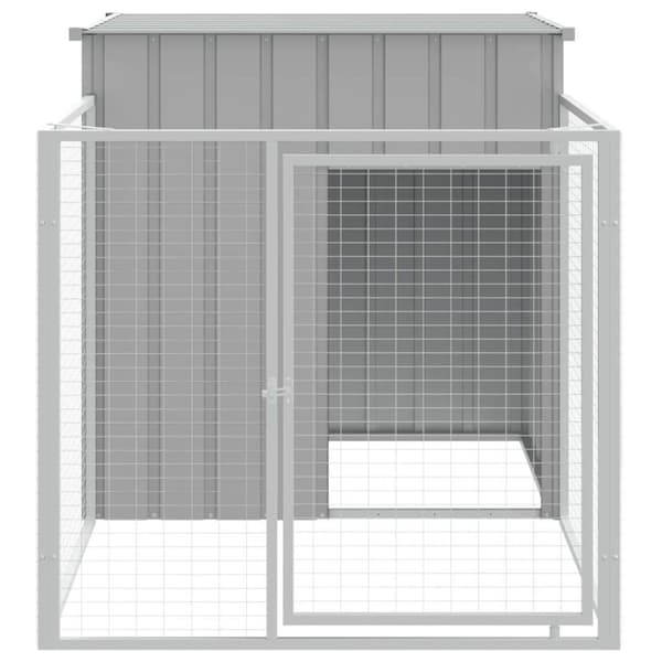vidaXL Hundehus med tak lysegrå 110x201x110 cm galvanisert stål