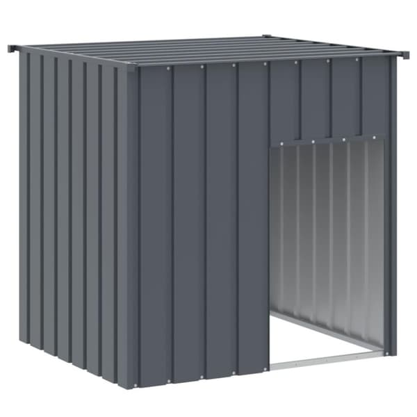 vidaXL Hundkoja med tak antracit 110x103x109 cm galvaniserat stål