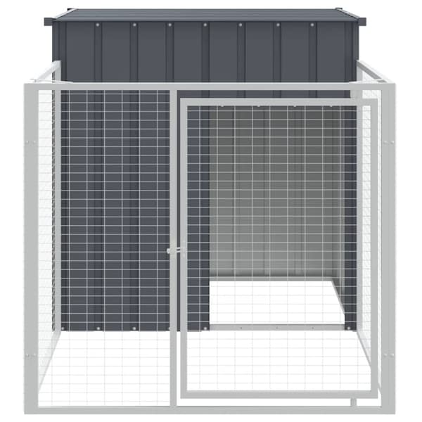 vidaXL hundehus med løbegård 110x201x110 cm galvaniseret stål antracit