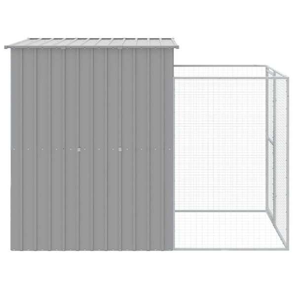 vidaXL Koirankoppi katolla v.harmaa 165x251x181 cm galvanoitu teräs