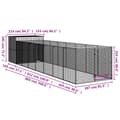 Miniatyrbillede 9 af 9: vidaXL hundehus med løbegård 214x865x181 cm galvaniseret stål lysegrå