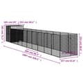 Miniatyrbillede 8 af 8: vidaXL hundehus med løbegård 165x1067x181 cm galvaniseret stål lysegrå