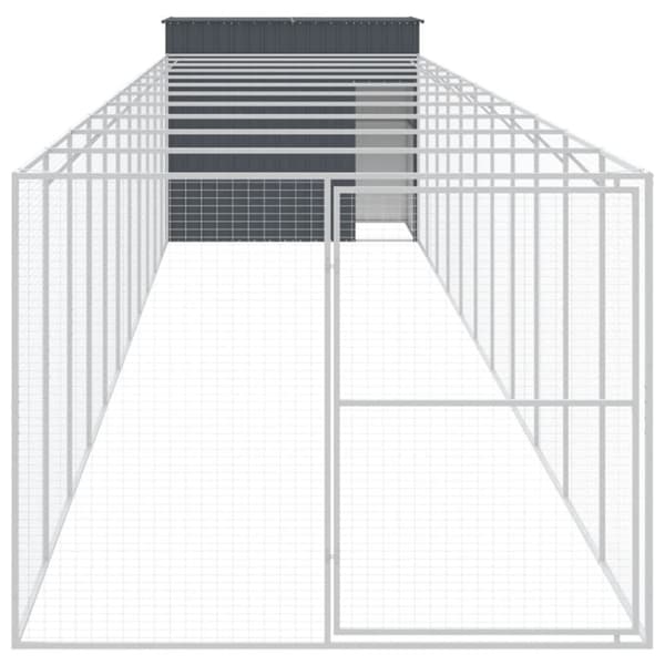 vidaXL hundehus m. løbegård 214x1273x181 cm galvaniseret stål antracit