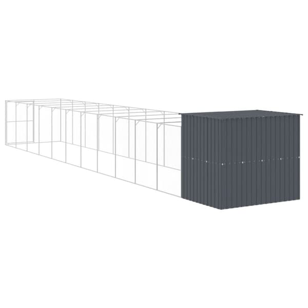 vidaXL hundehus m. løbegård 214x1273x181 cm galvaniseret stål antracit