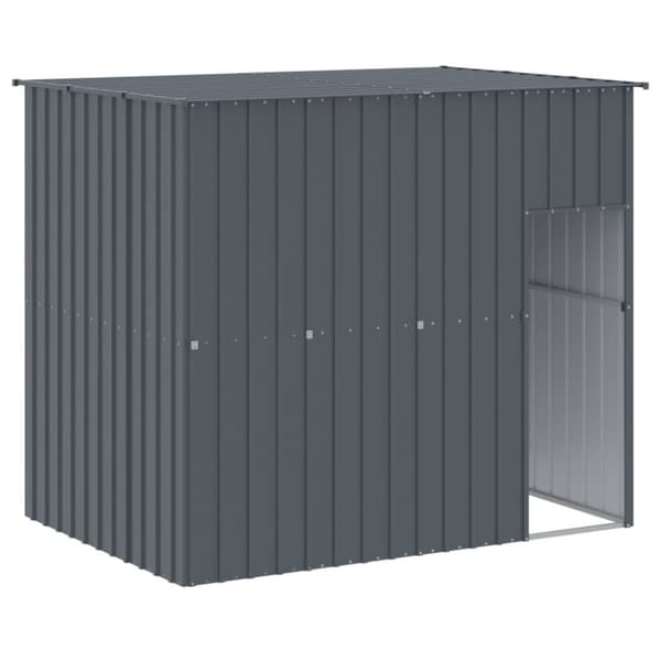 vidaXL hundehus m. løbegård 214x1273x181 cm galvaniseret stål antracit