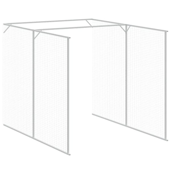 vidaXL hundehus med løbegård 165x659x181 cm galvaniseret stål lysegrå