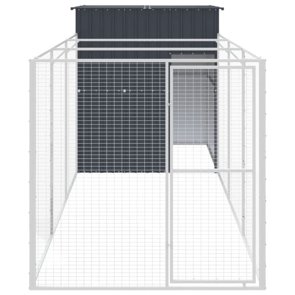 vidaXL Koirankoppi/ulkotila antras. 165x455x181 cm galvanoitu teräs
