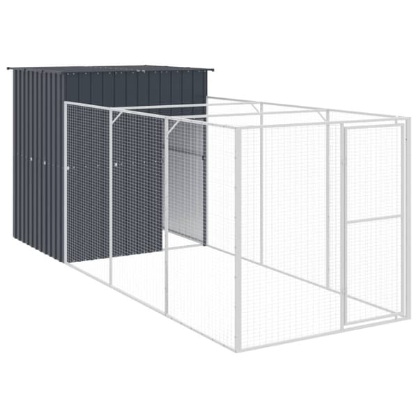 vidaXL Koirankoppi/ulkotila antras. 165x455x181 cm galvanoitu teräs