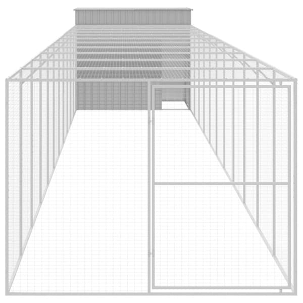 vidaXL hundehus med løbegård 214x1273x181 cm galvaniseret stål lysegrå