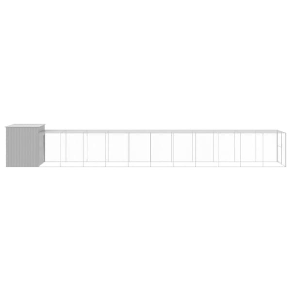 vidaXL hundehus med løbegård 214x1273x181 cm galvaniseret stål lysegrå