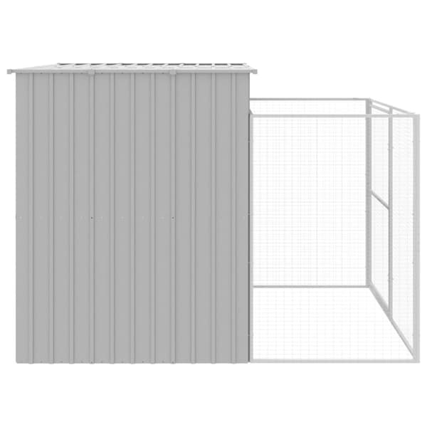 vidaXL hundehus med løbegård 214x253x181 cm galvaniseret stål lysegrå