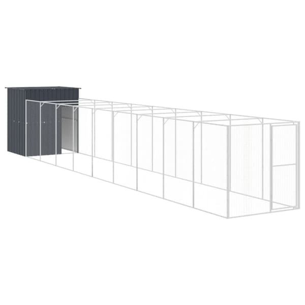 vidaXL hundehus m. løbegård 165x1067x181 cm galvaniseret stål antracit