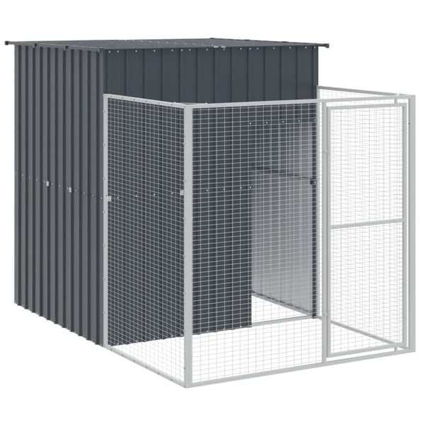 vidaXL hundehus m. løbegård 165x1067x181 cm galvaniseret stål antracit