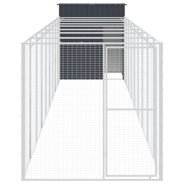 vidaXL hundehus m. løbegård 165x1067x181 cm galvaniseret stål antracit