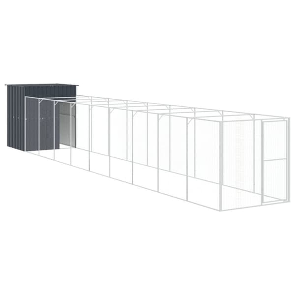 vidaXL hundehus m. løbegård 165x1067x181 cm galvaniseret stål antracit
