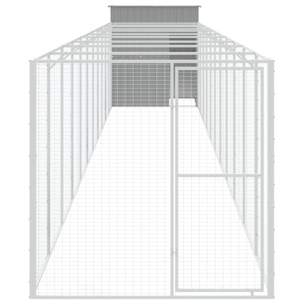 vidaXL hundehus med løbegård 165x1271x181 cm galvaniseret stål lysegrå