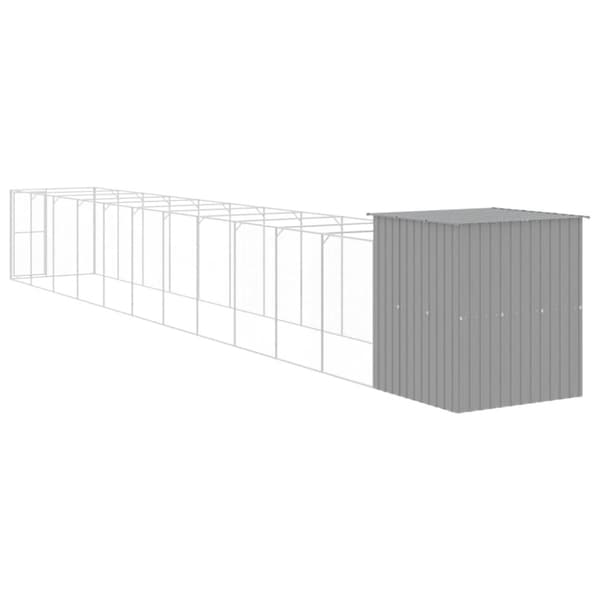 vidaXL hundehus med løbegård 165x1271x181 cm galvaniseret stål lysegrå