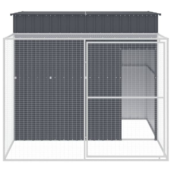 vidaXL hundehus med løbegård 214x253x181 cm galvaniseret stål antracit